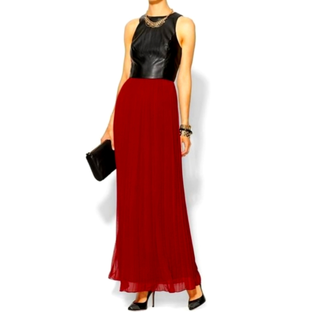 ISO Sabine Vegan Leather Pleated Dress, SIZE small